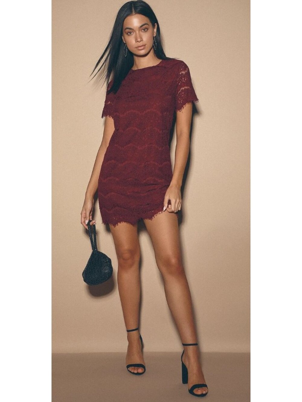 Lulus Take Me to Brunch Burgundy Lace Shift Dress Women's Size XL New With Tags!